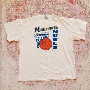 Muhlenberg Muhls Basketball Tee - White and Blue